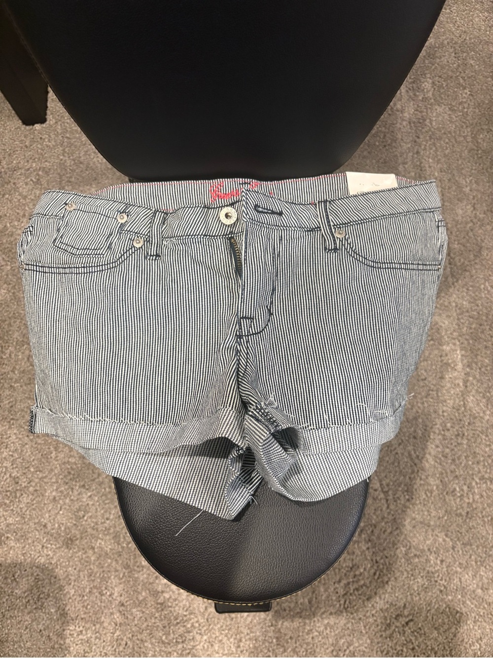 GUESS Striped Blue and White Women’s Roll-Cuff Shorts